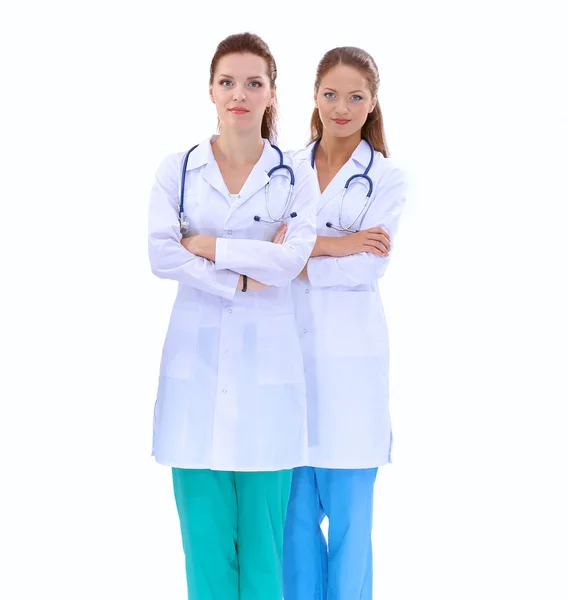 Két fiatal doktornő áll a kórházban. — Stock Fotó