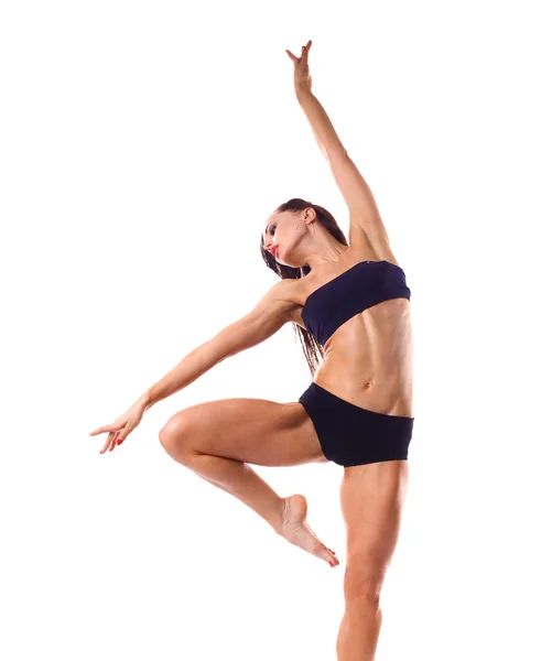 Elegante y joven bailarina de estilo moderno saltando —  Fotos de Stock