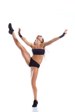 modern stil, şık ve genç dansçı poz