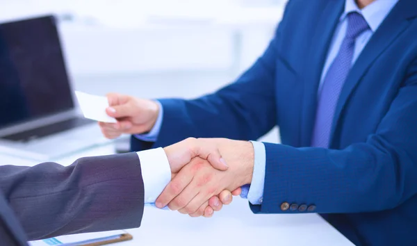 Business people shaking hands, finishing up a meeting — Stock Photo, Image