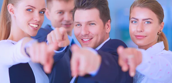 Grupo de empresários apontando para você — Fotografia de Stock