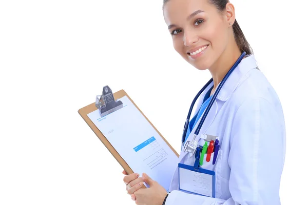 Female doctor with clipboard — Stock Photo, Image