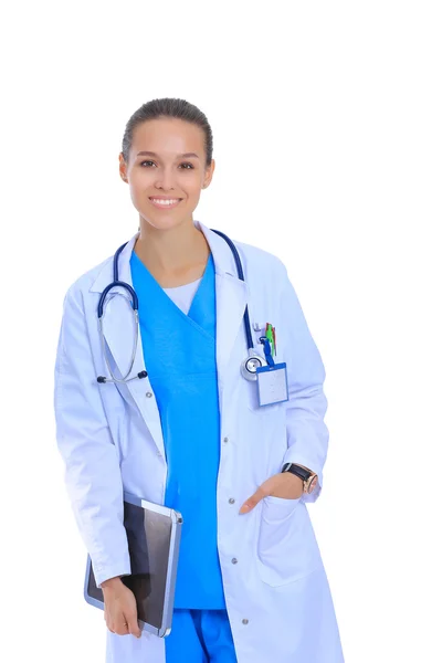 Beautiful young female with tablet computer — Stock Photo, Image