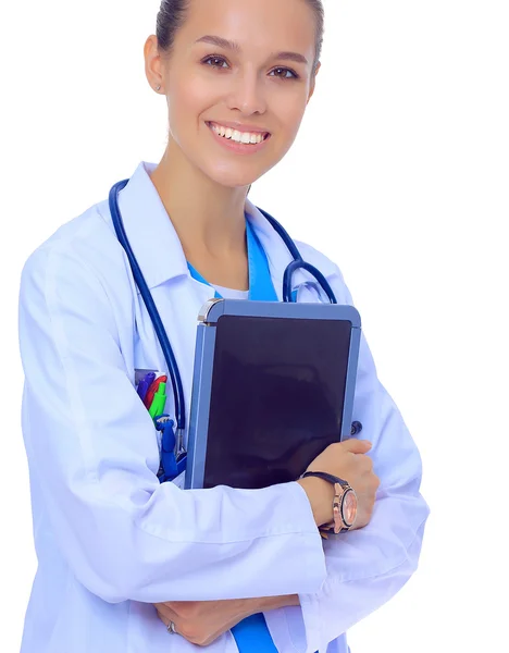 Beautiful young female with tablet computer — Stock Photo, Image