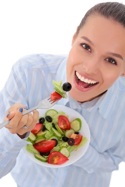 Uma linda garota comendo comida saudável — Fotografia de Stock