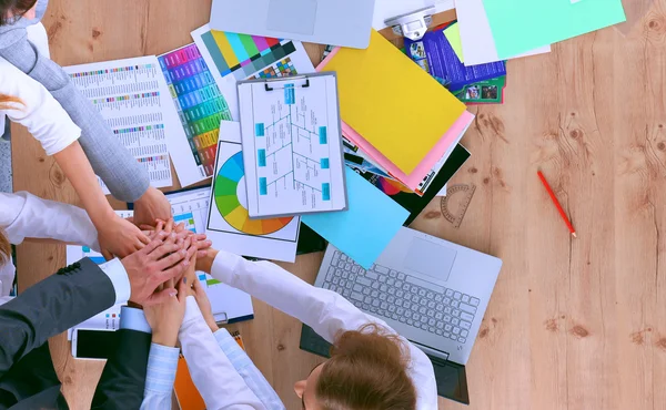 Business team with hands together - teamwork concepts — Stock Photo, Image