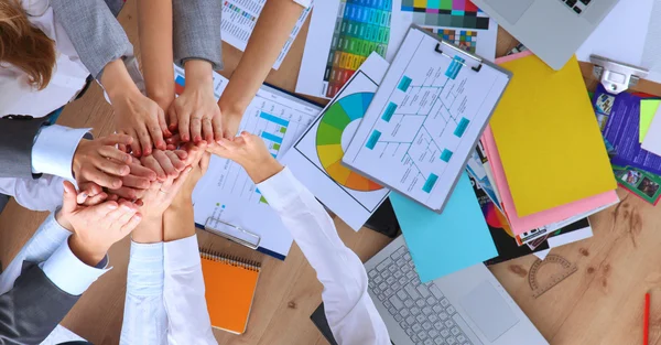 Business team with hands together - teamwork concepts — Stock Photo, Image