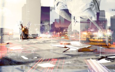 Yatırım Yöneticisi çalışma yeni özel bankacılık office proje. Çift pozlama fotoğraf