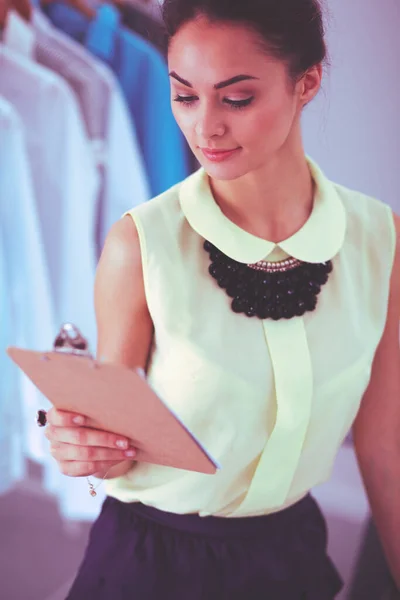 Modern young fashion designer working at studio. — Stock Photo, Image