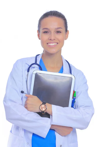 Bella giovane donna con tablet computer. Medici donna — Foto Stock