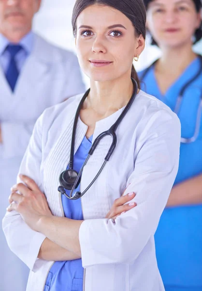 Group of doctors and nurses standing in the hospital Accident and Emergency department — Stock Photo, Image