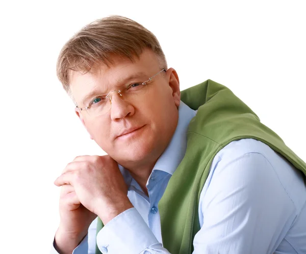 Retrato de hombre con gafas, aislado en blanco —  Fotos de Stock