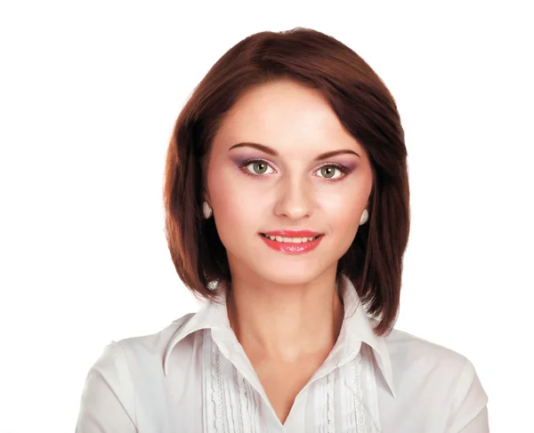 Portrait of beautiful business woman standing with folded arms — Stock Photo, Image