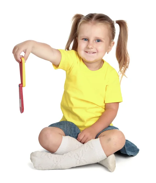 Portrait of a beautiful liitle girl close-up — Stock Photo, Image