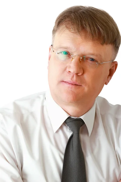 Portrait of man wearing glasses, isolated on white — Stock Photo, Image