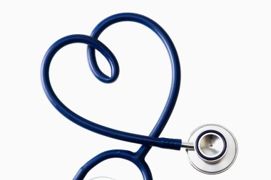 A stethoscope in the shape of a heart , isolated on white background clipart