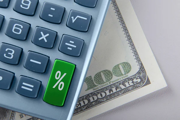 The percent calculator and dollars — Stock Photo, Image