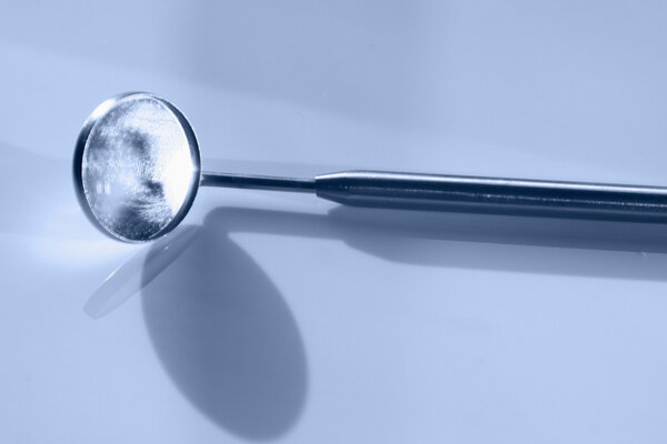 Close-up of a dental mirror