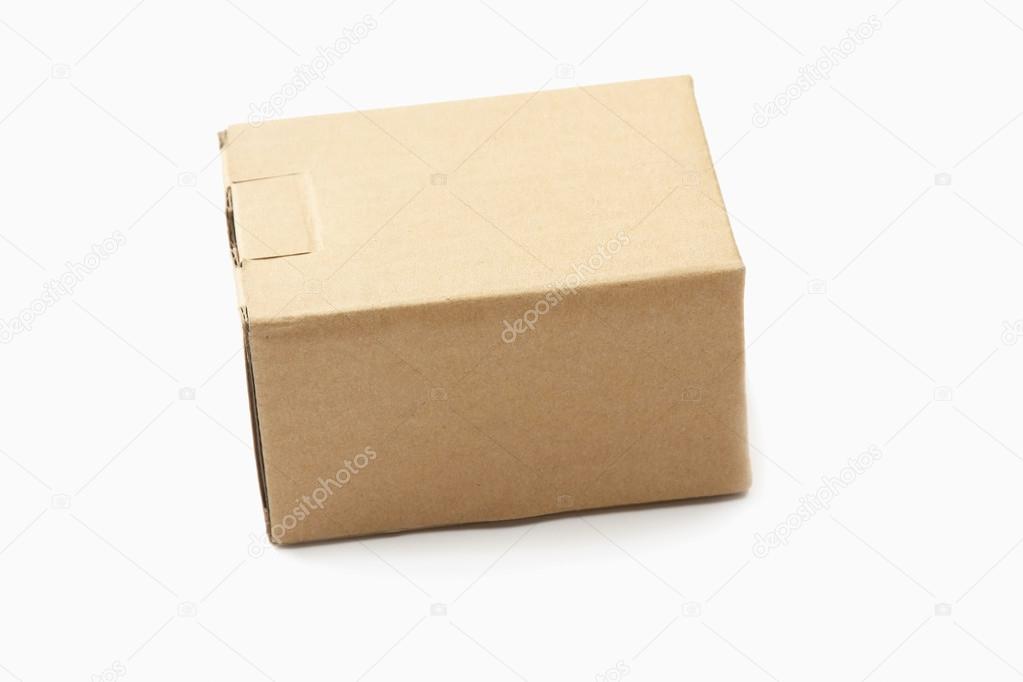 A cardboard box isolated on white background.