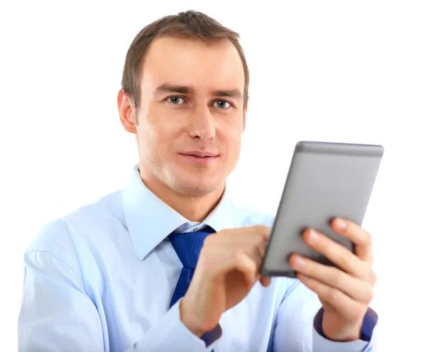 Businessman using computer plane-table — Stock Photo, Image