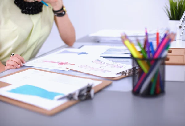 Modern young fashion designer working at studio. — Stock Photo, Image