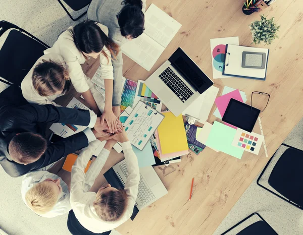 Business team with hands together - teamwork concepts — Stock Photo, Image