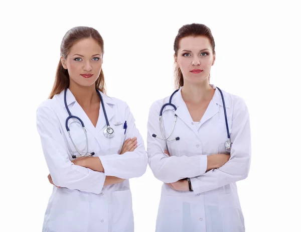 Two young woman doctor , standing in hospital — Stock Photo, Image