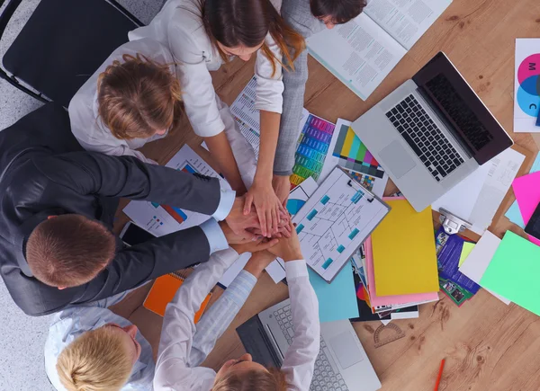 Business team with hands together - teamwork concepts — Stock Photo, Image