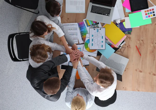 Business team with hands together - teamwork concepts — Stock Photo, Image