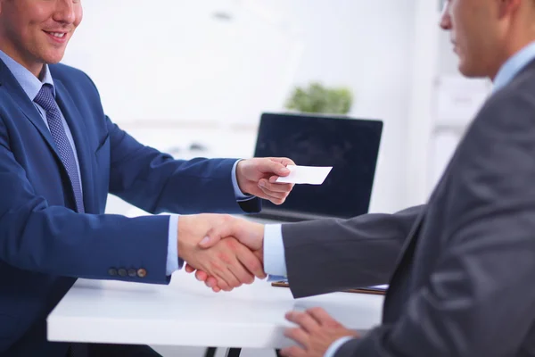 Business people shaking hands, finishing up a meeting — Stock Photo, Image