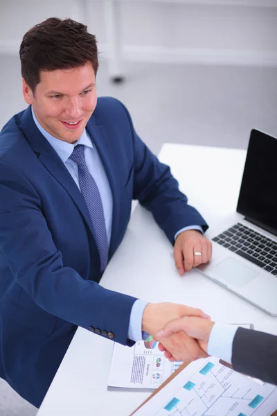 Business people shaking hands, finishing up a meeting — Stock Photo, Image