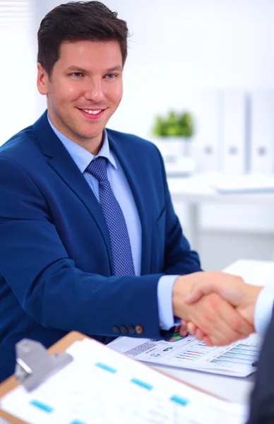 Business people shaking hands, finishing up a meeting — Stock Photo, Image