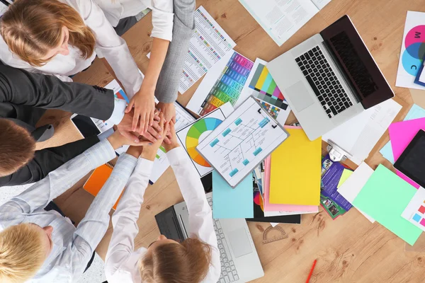 Business team with hands together - teamwork concepts — Stock Photo, Image