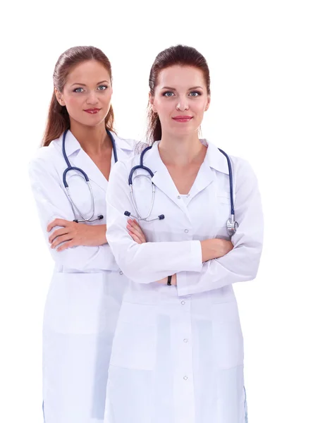 Dwie młode kobiety lekarz, stojące w szpitalu — Zdjęcie stockowe