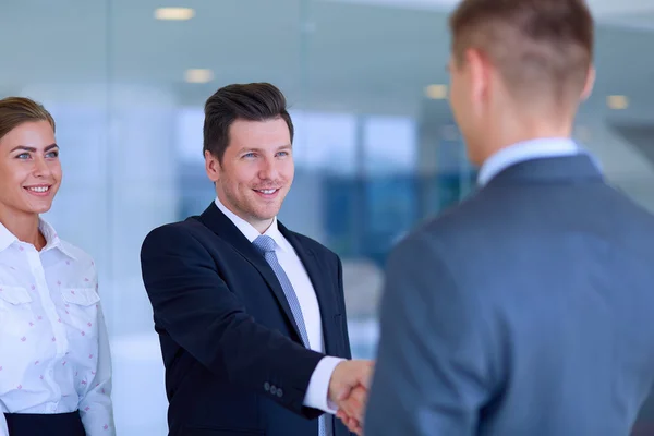 Dos hombres de negocios exitosos estrechándose la mano entre sí —  Fotos de Stock