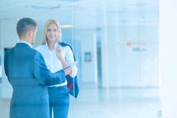 Group of  business people doing presentation with laptop during meeting — Stock Photo, Image