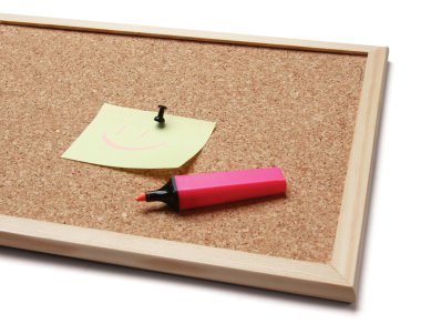 Pano boş. Not Defteri, işaretleyici.