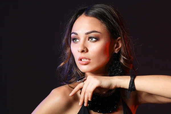 Close up portrait of beautiful young woman face. — Stock Photo, Image