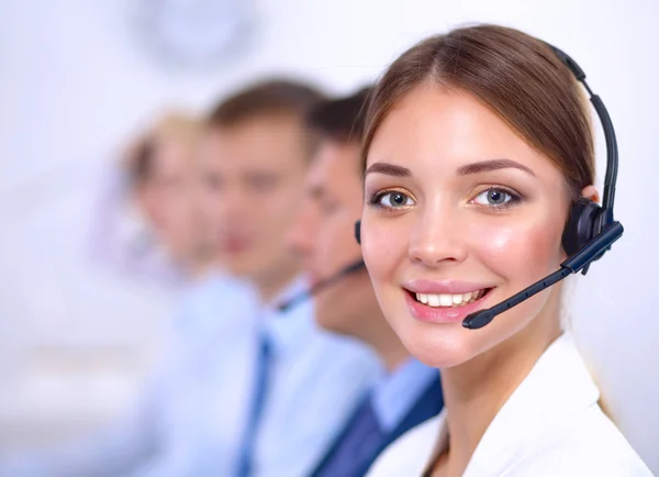 Atraente Sorrindo positivo jovens empresários e colegas em um escritório de call center Fotografias De Stock Royalty-Free