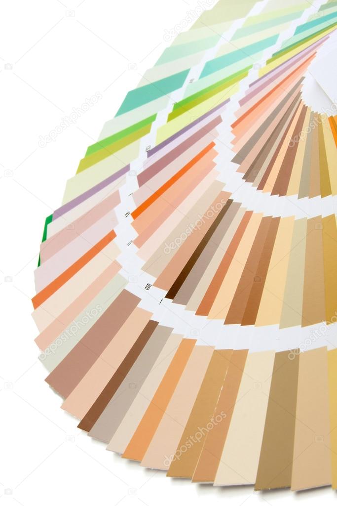 Close-up of a color palette on white background