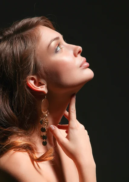 Close up portrait of beautiful young woman face. — Stock Photo, Image