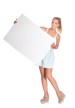 genç bir kadın olarak izole beyaz arka plan ayakta