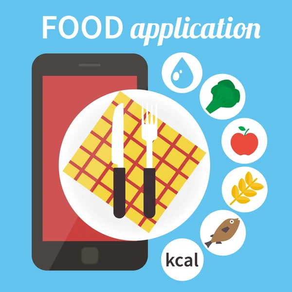 Diät Nahrungsmittel Anwendung. Kalorienzähler-App — Stockvektor