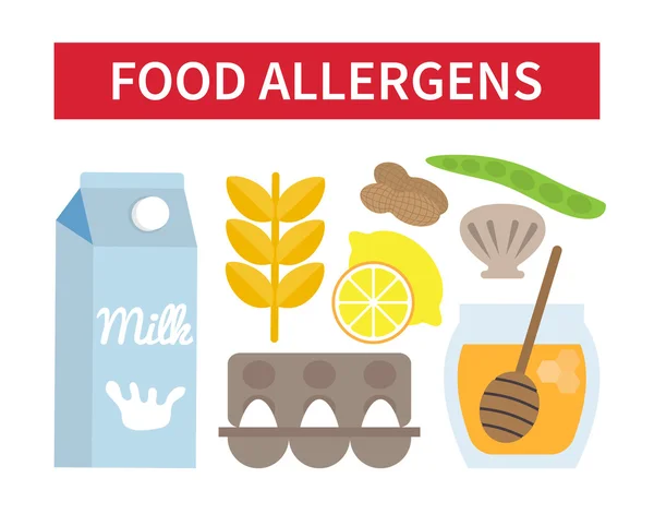 Conjunto de alergias alimentares —  Vetores de Stock