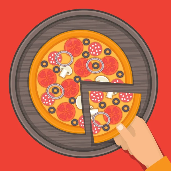 Pizza on the board. — Stock Vector