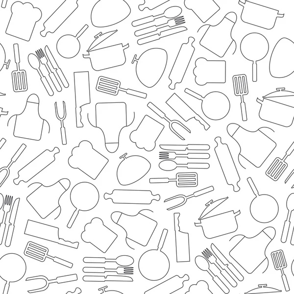 Cooking seamless pattern. Kitchen utensils vector. — Stock Vector