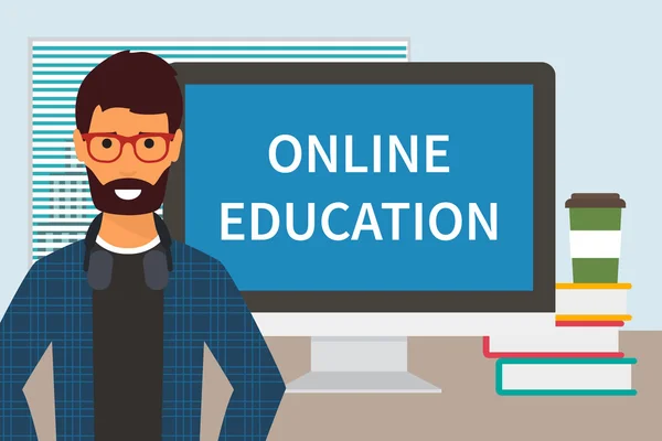 Online onderwijs. Opleiding en e-learning studie. — Stockvector