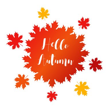 Sonbahar yuvarlak etiket. Vektör çizim akçaağaç yaprakları.