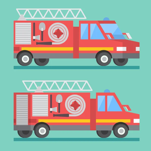 Camión de rescate de incendios. Departamento de bomberos. Vector coche de transporte . — Archivo Imágenes Vectoriales