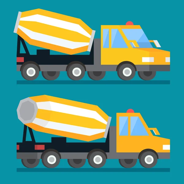 Construção caminhão betoneira construção. Cimento máquina vetor de transporte . — Vetor de Stock